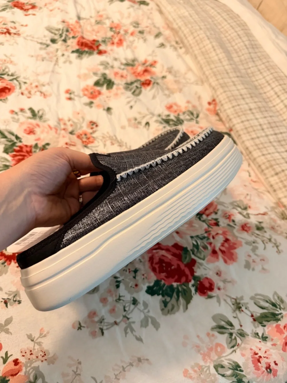 Women's Grey Metallic Slip-On Loafer Shoes